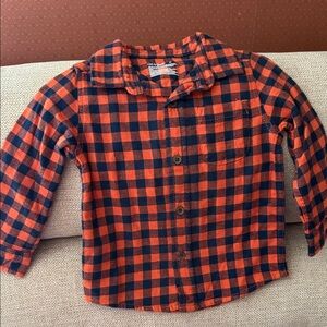 Cat & Jack Kids Plaid Shirt - Orange and Navy
